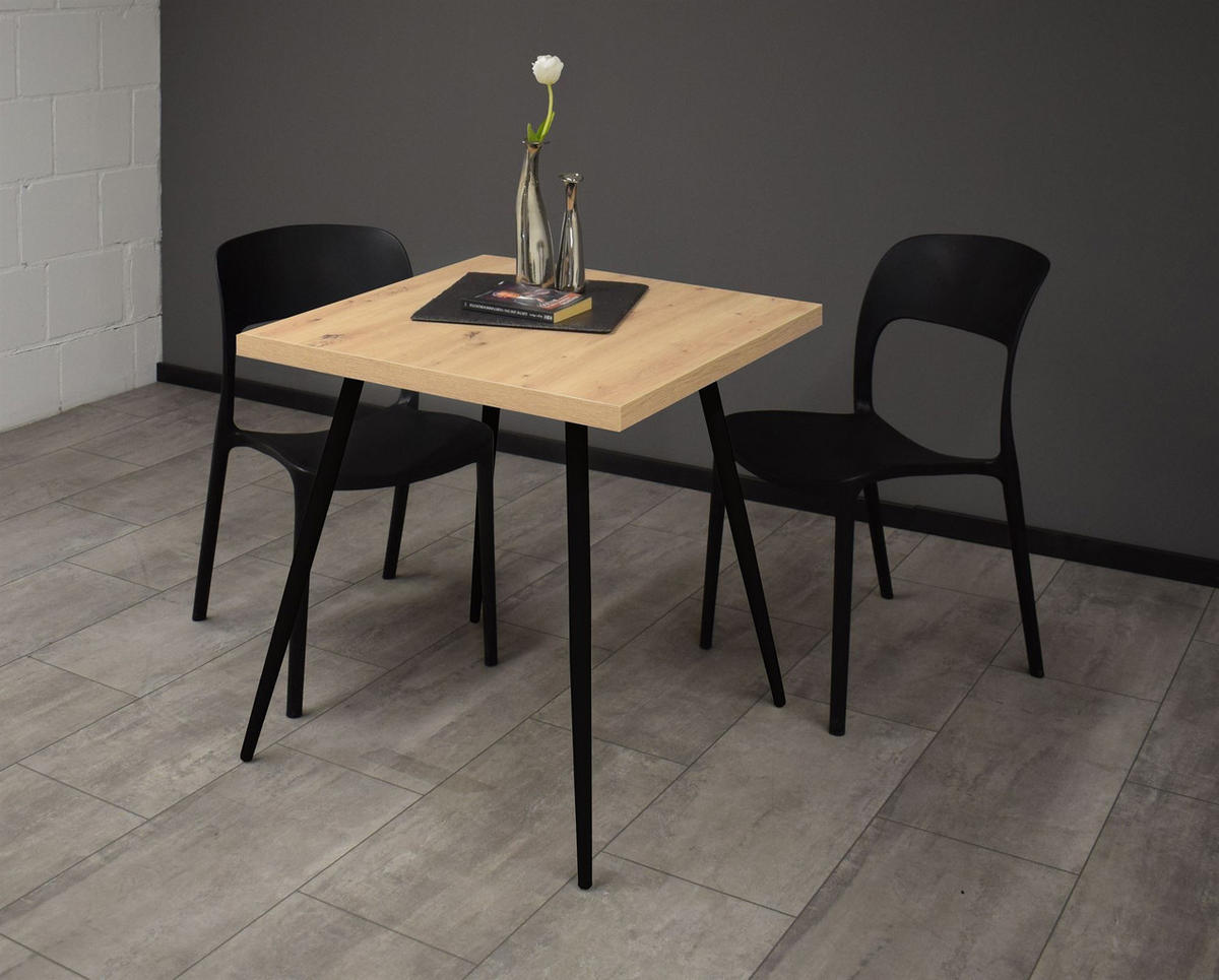 BARTISCH Ekaterina 70x70x75 schwarz matt/asteiche - Eiche Artisan, Metall (70/70/75cm) - 58aufmkessel