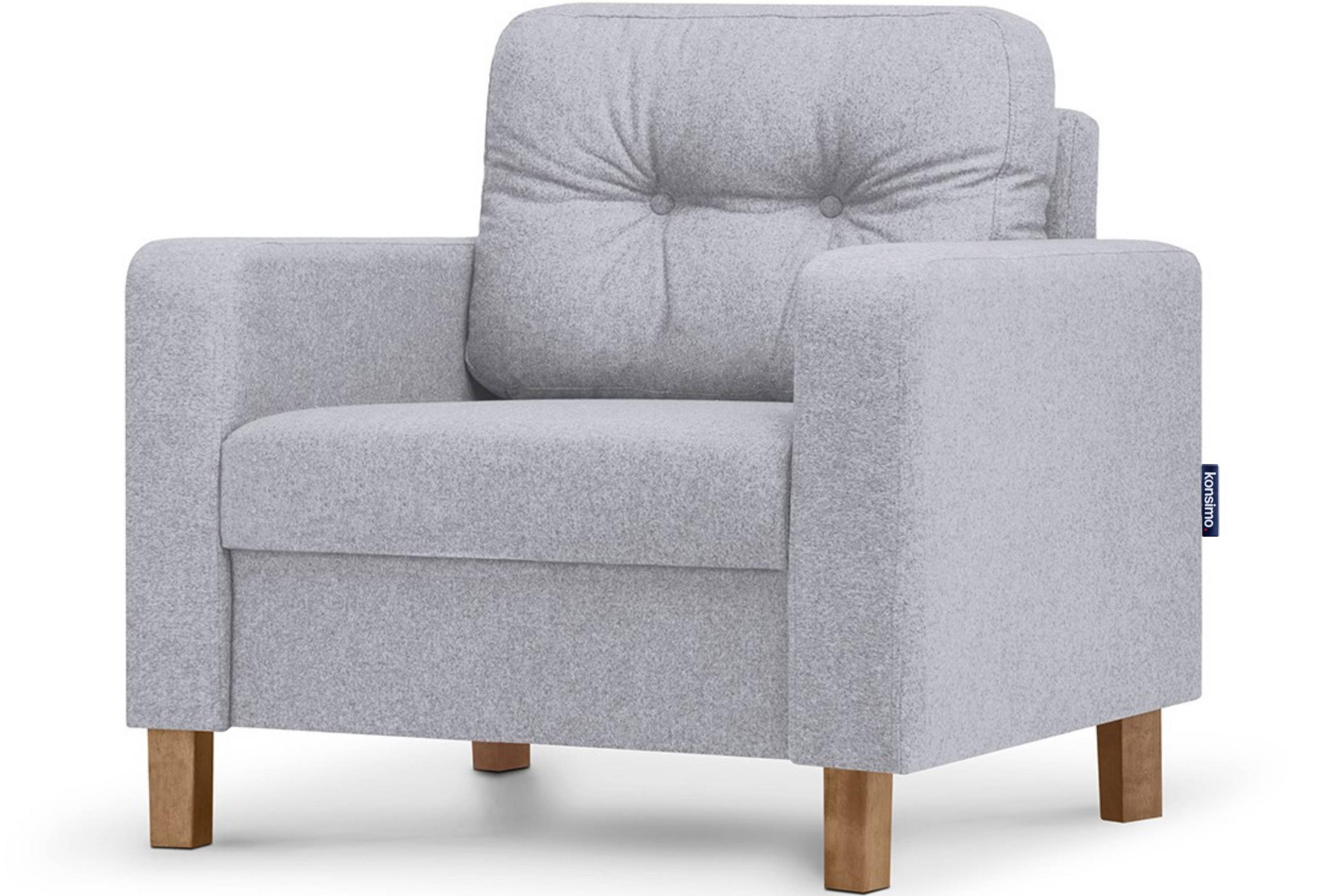 SESSEL ERISO mit Armlehnen und angenehmer Stoff zum Anfassen, Strukturstoff, hellgrau - Hellgrau/Braun, Textil (80/75/75cm) - KONSIMO®