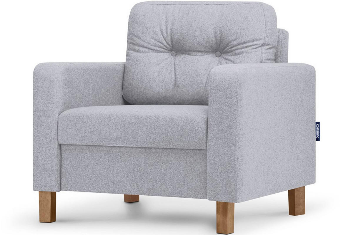SESSEL ERISO mit Armlehnen und angenehmer Stoff zum Anfassen, Strukturstoff, hellgrau - Hellgrau/Braun, Textil (80/75/75cm) - KONSIMO®