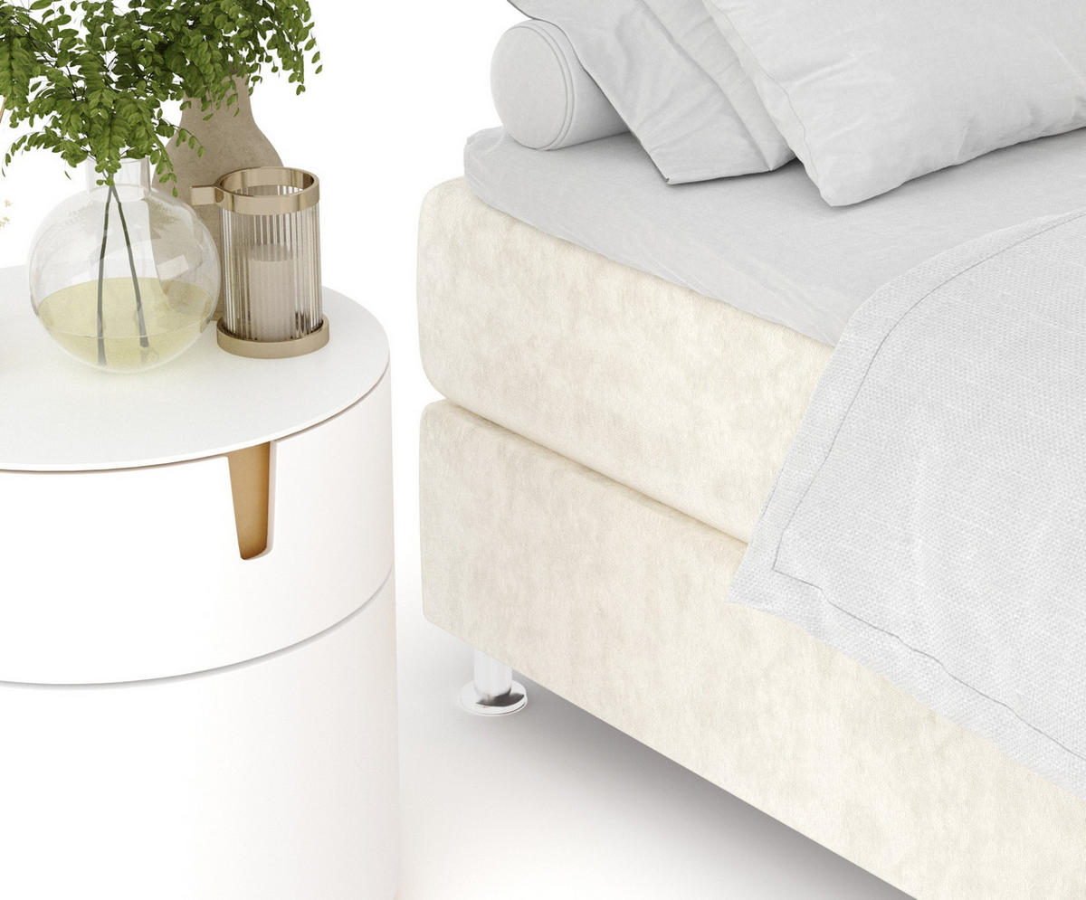BOXSPRINGBETT Sub Creme 160/200 cm mit Latex-Topper - Silberfarben/Creme, Holz/Holzwerkstoff (160/200cm) - Maison de Reve