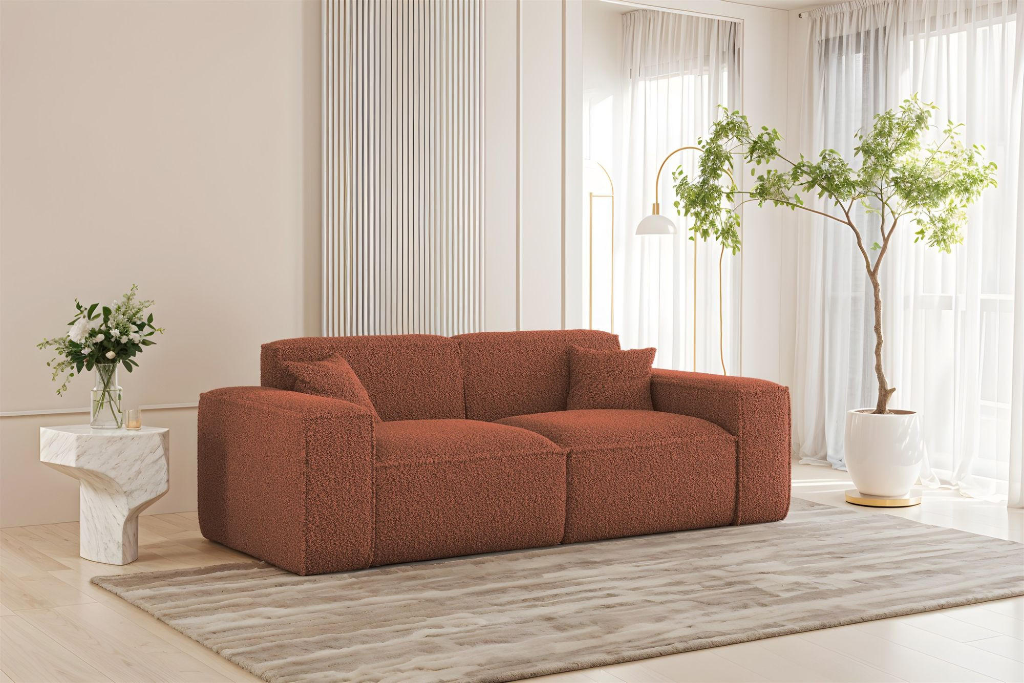 SOFA 2-sitzer Celes Premium In Sven - Rotbraun, Holzwerkstoff/Textil (182/73/90cm) - Fun Möbel