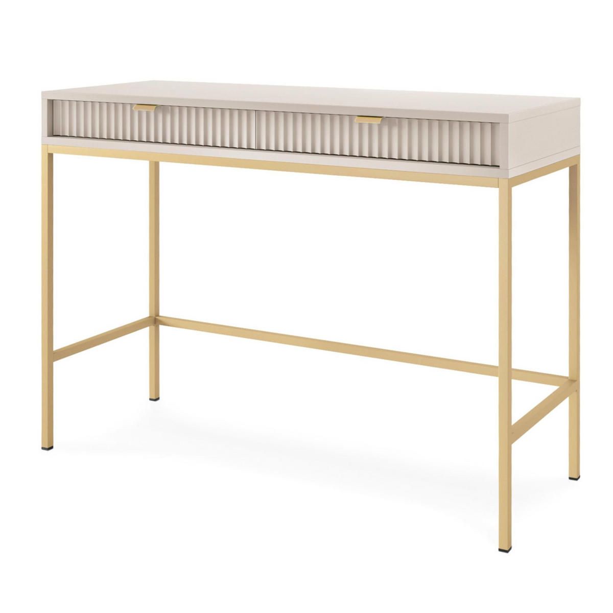 SCHMINKTISCH Vellore Greige / Gold 104 cm - Ecru/Beige, Holzwerkstoff/Metall (50/104/77cm) - Selsey
