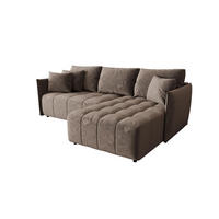 ECKSOFA CHICAGO rechts braun Velours Monolith 15 - Schlaffunktion, Bettkasten - Braun, Textil (245/184cm) - Cornero