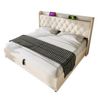 POLSTERBETT mit LED-Beleuchtung 140/200 cm mit Bettkasten & USB Typ-C, Weiß - Weiß, Kunststoff (140/200cm) - BEAOK