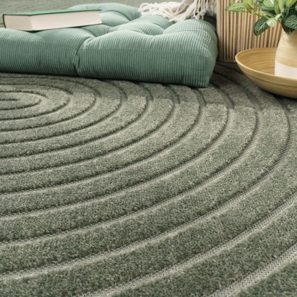 KURZFLORTEPPICH, mit Struktur, aus Polypropylen, Florhöhe 6 mm, Grün, 80 x 250 cm - Grün, Textil (250/80cm) - KADIMA DESIGN