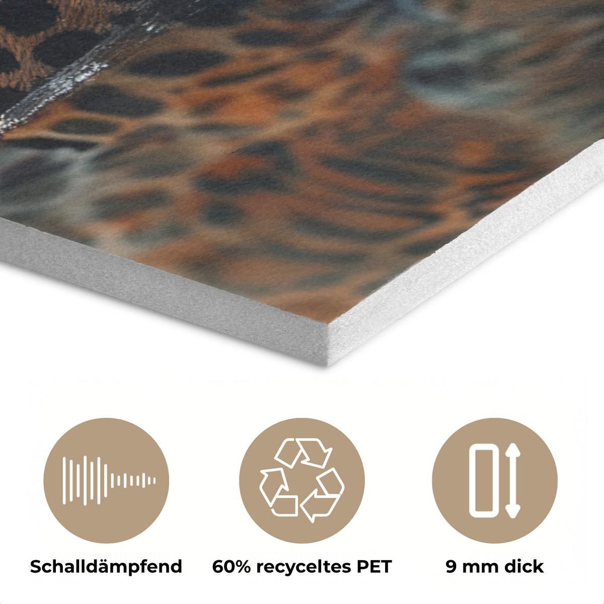 AKUSTIKPANEEL Natur - Leopard - Tier - Sonnenuntergang - Modern 70x100 cm - Orange, Textil (70/0.9/100cm) - MuchoWow