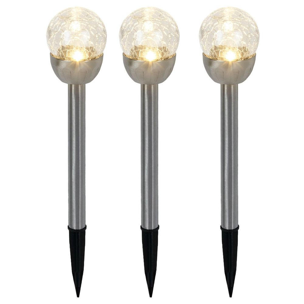 LED AUSSENLEUCHTE Edelstahl Silber 3er Set - Silberfarben, Metall (6/6/24.5cm)