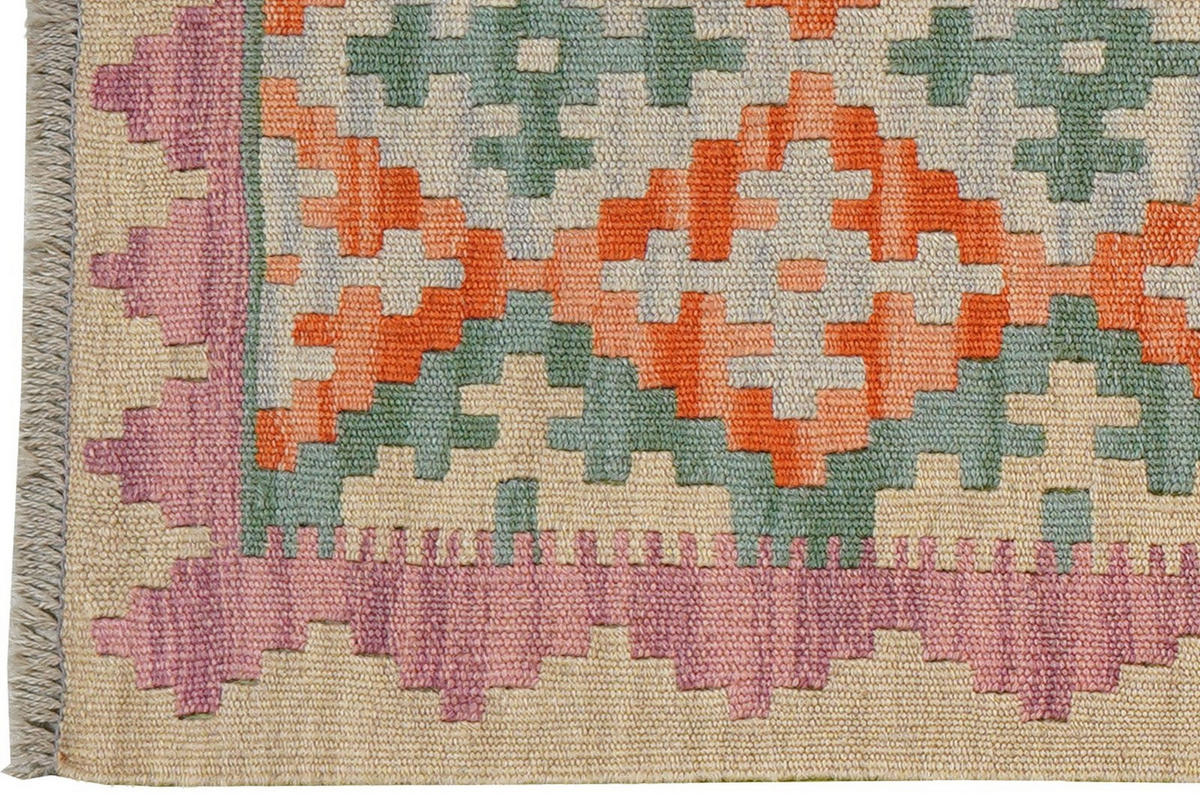 KELIM-LÄUFER handgewebt Gashgai Grün 195/62 cm Schurwolle - Grün, Textil (62/195cm) - Looma