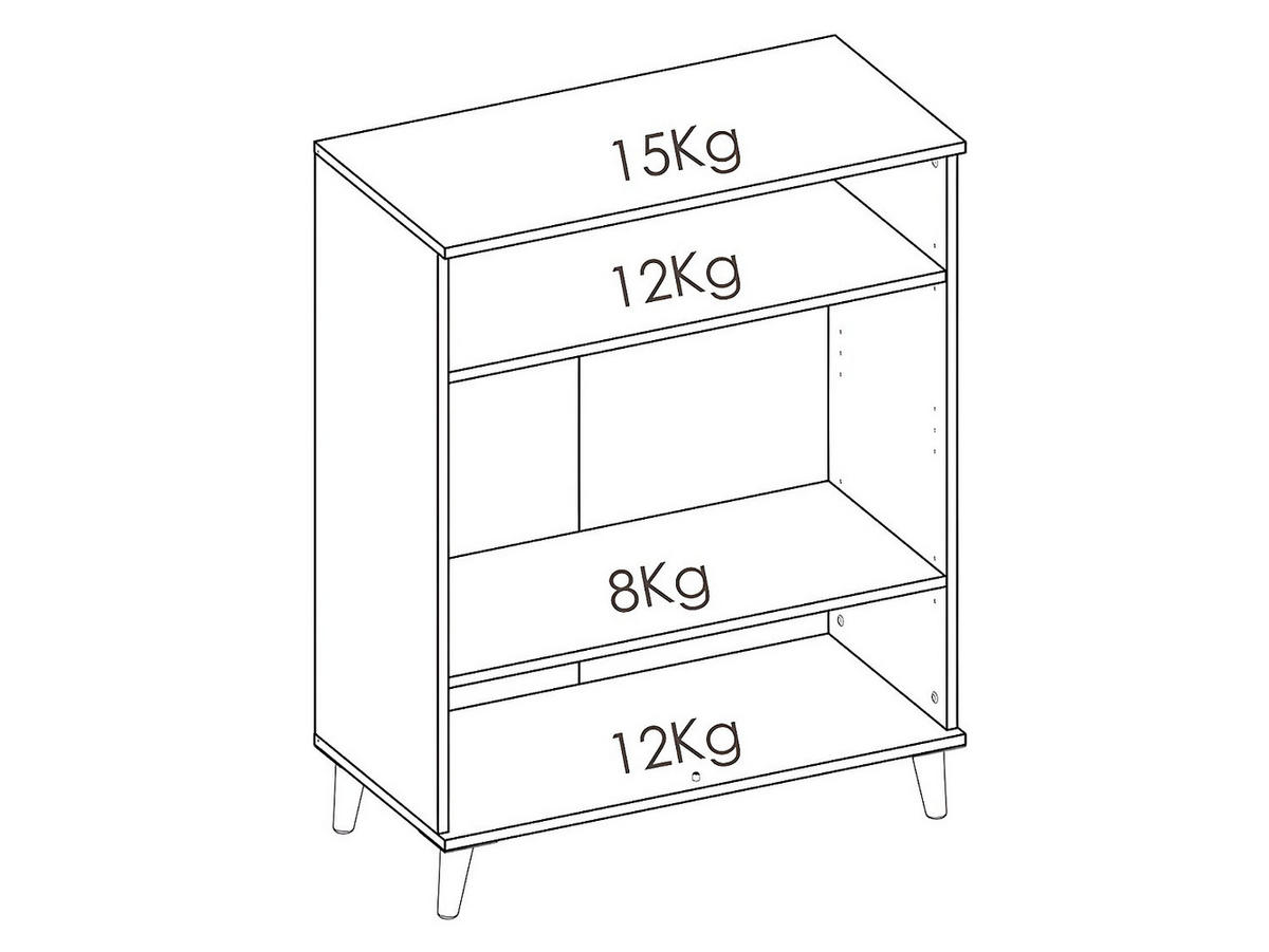 BUFFETSCHRANK - 79.6 cm x 40 cm - holz - naturfarben hell, weiß Wajdi - Weiß, Holz (79/102/40cm) - Vente-Unique