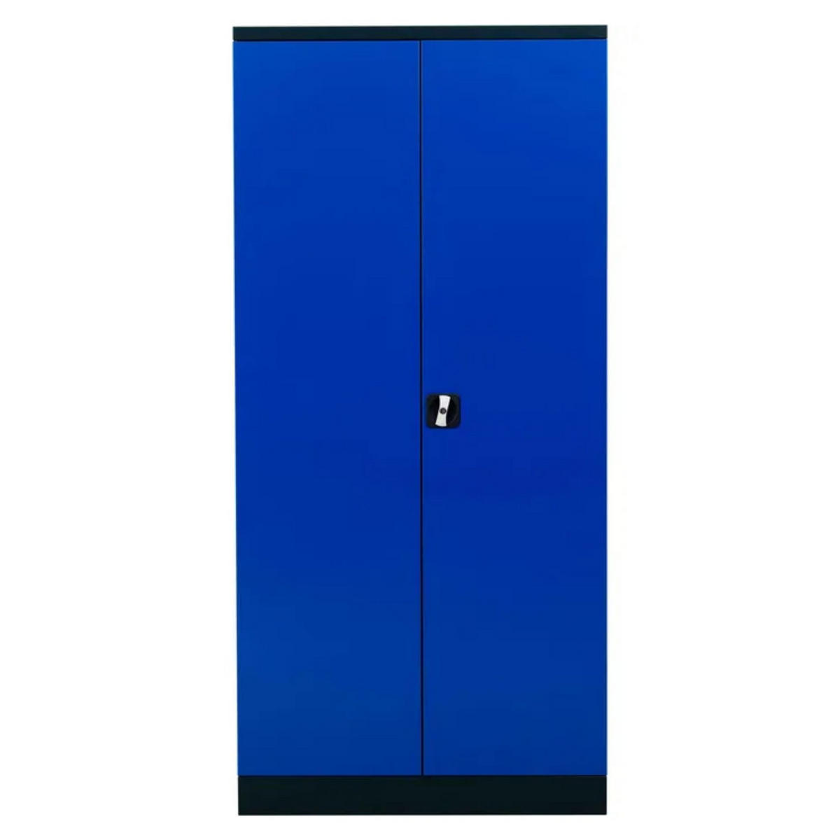 STAHLSCHRANK Bee mit 8 lackierten Fachböden 195x92x42 cm Korpusfarbe Schwarz Frontfarbe Enzianblau - Blau, Metall (92/195/42cm)