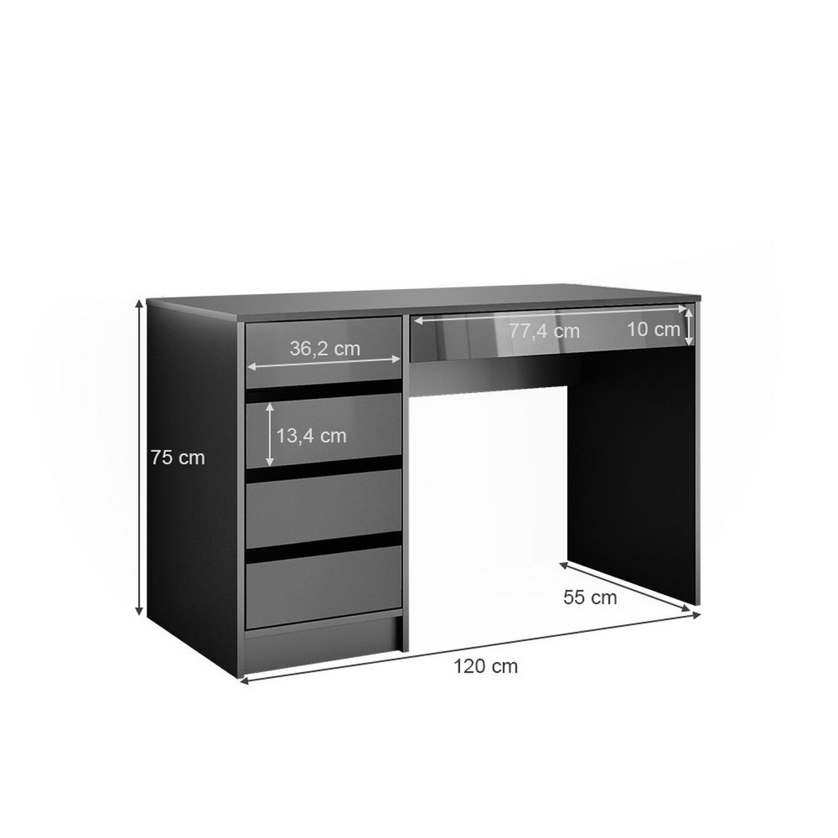 SCHREIBTISCH Sherry Anthrazit 120 cm - Anthrazit, Holzwerkstoff (120/55/75cm) - Vicco