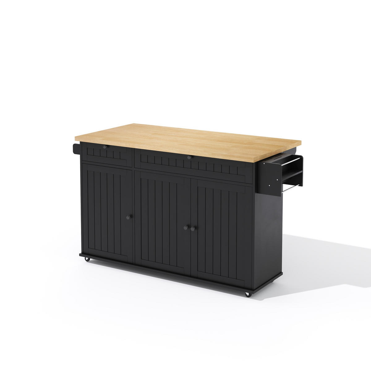 KÜCHENINSEL mit klappbarer Arbeitsplatte 137 cm MDF Natur/Schwarz - Schwarz, Holz (70/89.5/137cm) - Beauniv