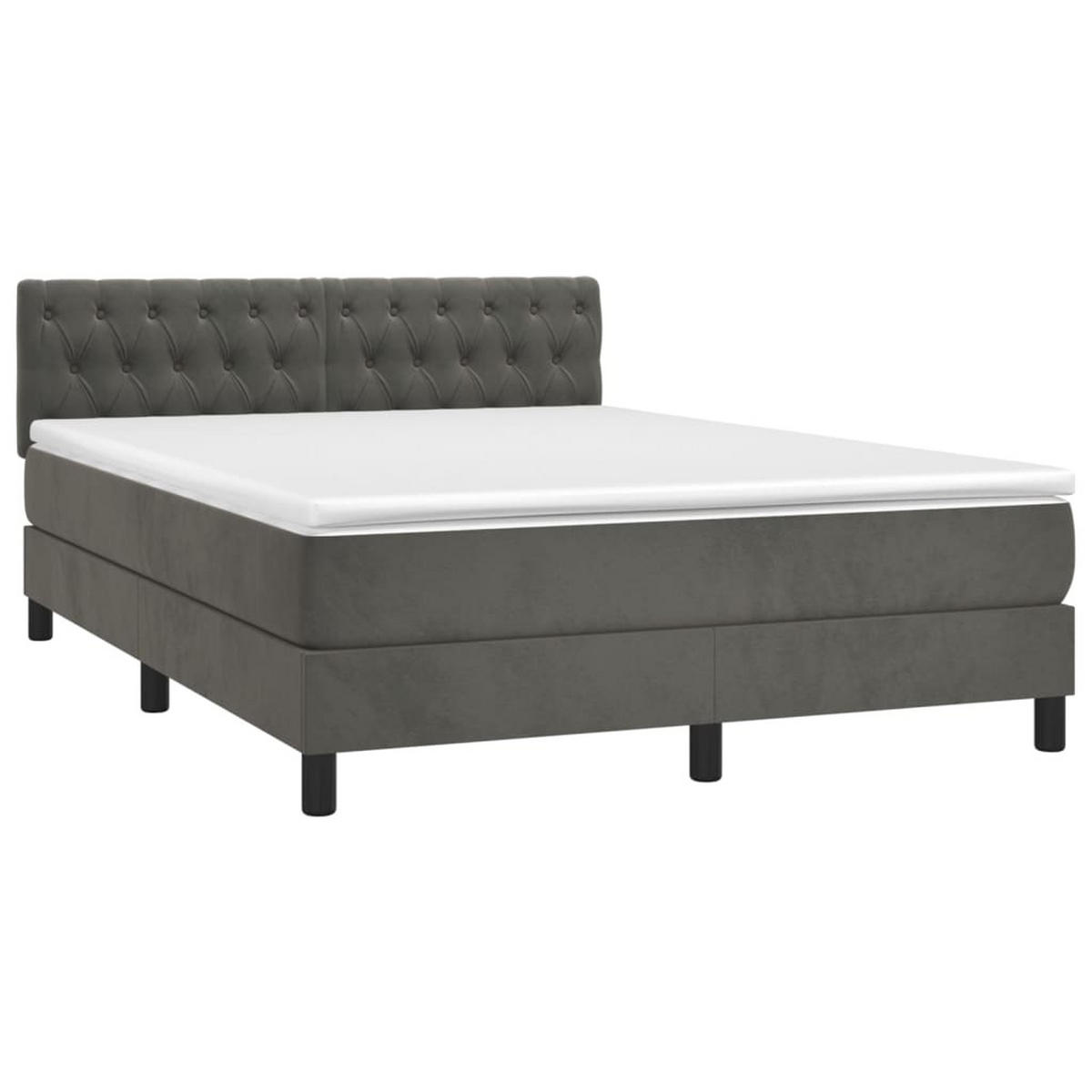 BOXSPRINGBETT mit Matratze und LED, 78/88 cm Kopfteil, 140/200 cm aus Samt, Dunkelgrau - Dunkelgrau, Textil - vidaXL