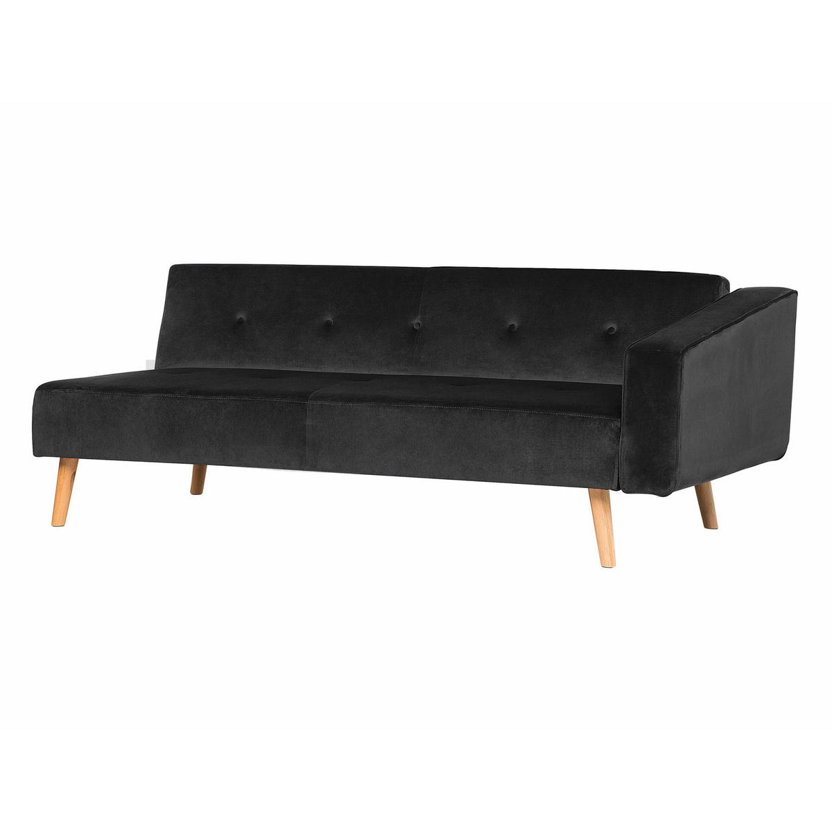 ECKSOFA Samtstoff Schwarz Vadso - Schwarz, Textil (303/98cm) - Beliani