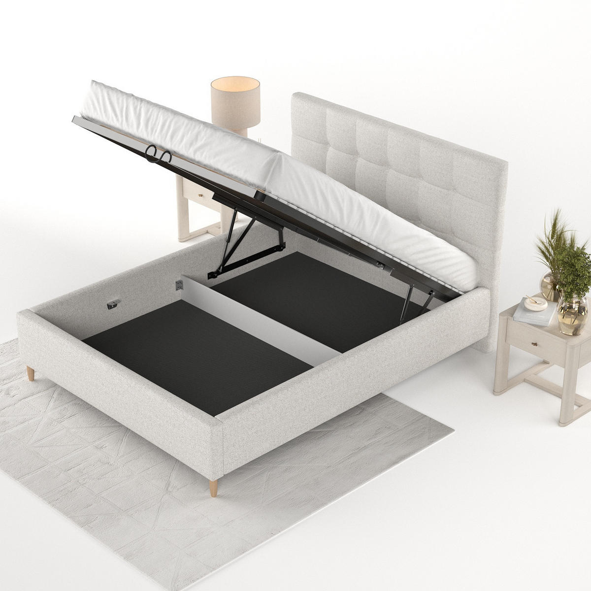 POLSTERBETT Cora 140/200 cm Hellbeige im Riva Stoff - Beige/Naturfarben, Holz/Holzwerkstoff (140/200cm) - AltaBeds