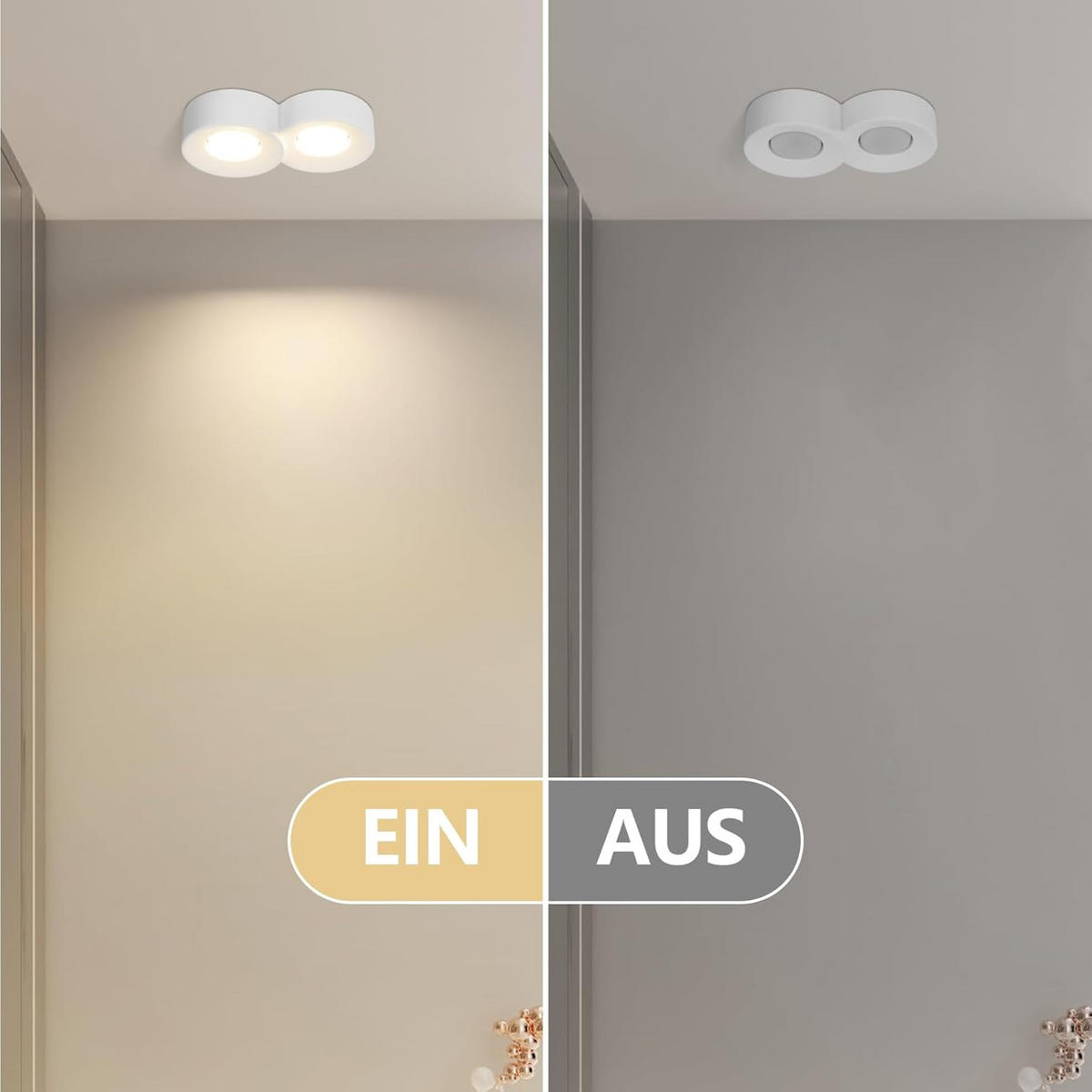 DECKENSTRAHLER Funkelhild 5.5/15/28 cm - Weiß, Metall (28/5.5/15cm) - ZMH