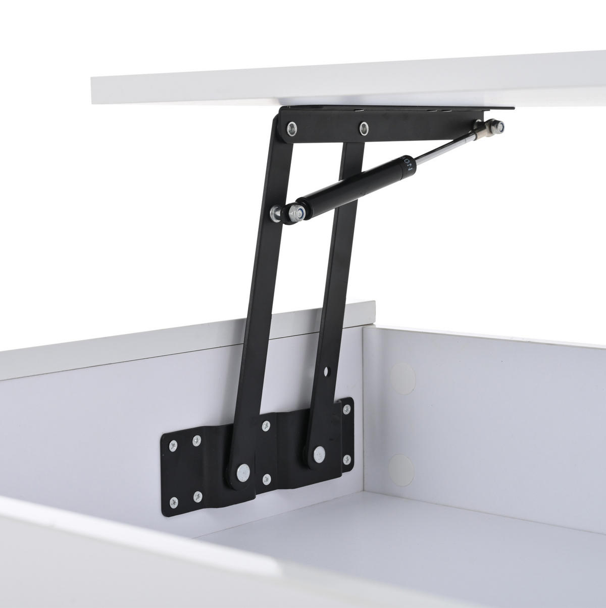 COUCHTISCH 90/50/34.5 cm weiß aus Spanplatte mit Hebefunktion und LED - Weiß, Holzwerkstoff (95/50/34.5cm) - OKMYHOME