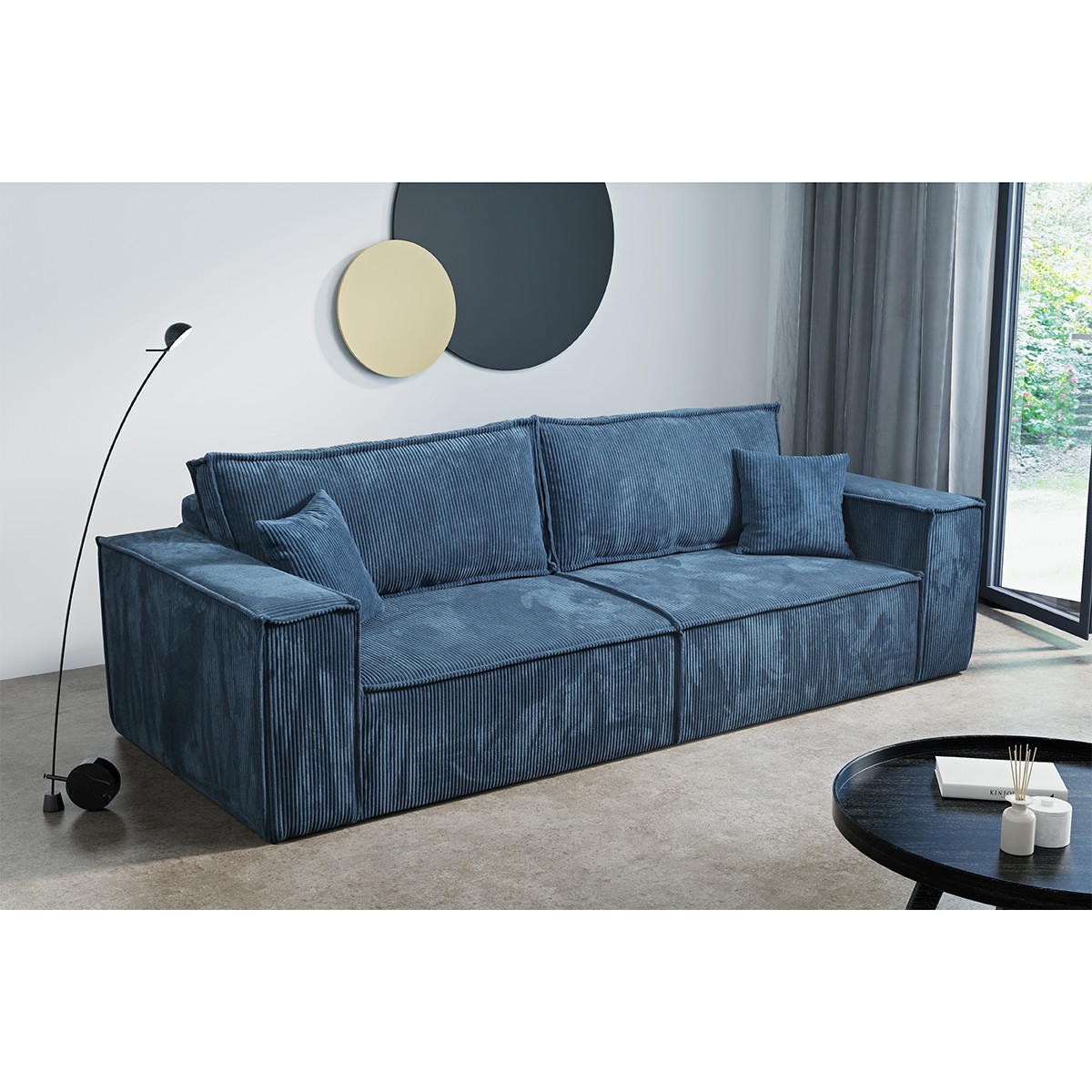 SOFA Isaac 4 Sitzplätze Blau - Blau, Holzwerkstoff (255/85/105cm) - Petits-meubles
