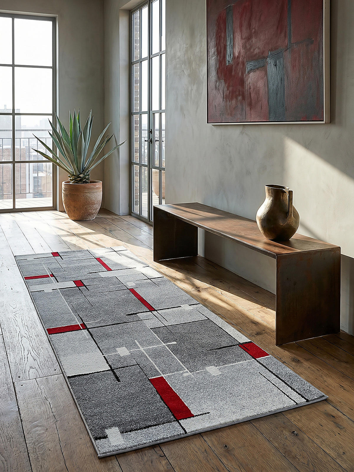 TEPPICH Niederflor Patchwork THUR Polypropylen Grau 80 x 140 cm - Grau, Textil (80/140cm) - KADIMA DESIGN