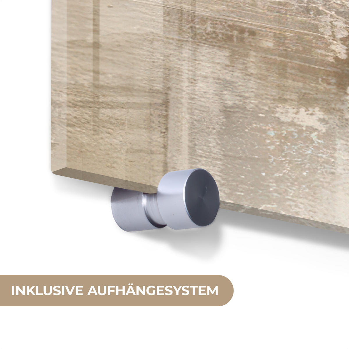 ACRYLGLASBILD Moderne Kunst - Abstrakt - Beige 120x60 cm - Beige, Glas (120/60cm) - MuchoWow