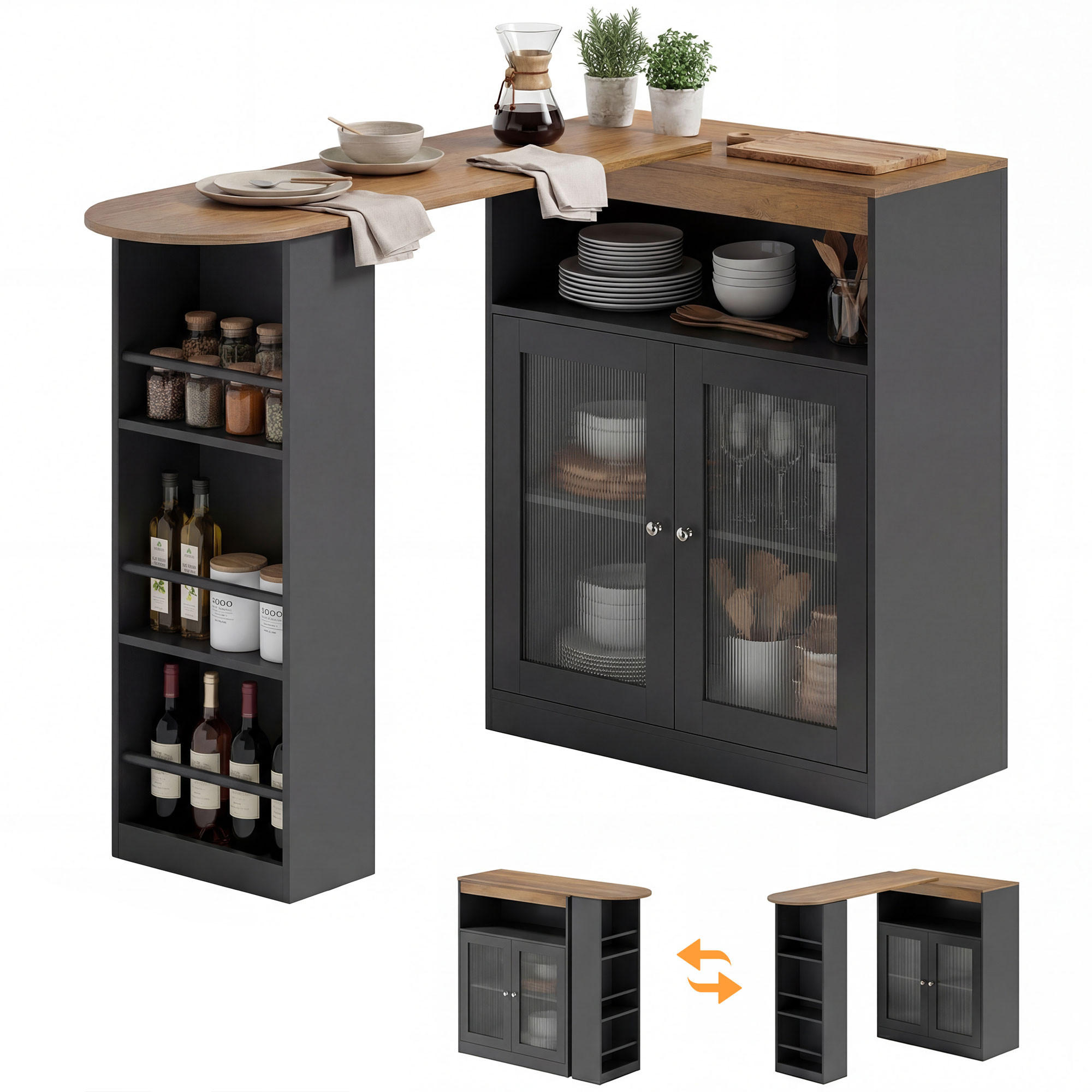 BARTISCH Schwarz 1 Stück - Schwarz, Kunststoff (150/80/105.5cm) - GiPP