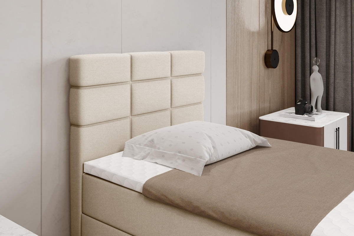 BOXBETT Reve 100 x 200 cm mit Bettkasten und Lattenrost ohne matratze - beige - Beige, Holz (100/200cm) - Homesy