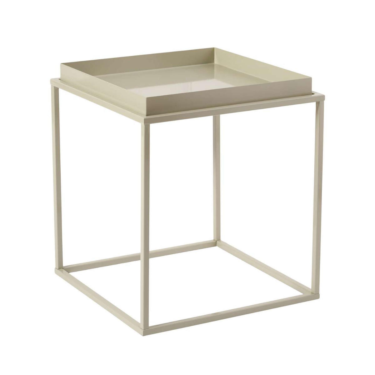 QUADRATISCHER beistelltisch mit platte mit rand 52/45/45 cm - Taupe, Metall (45/52/45cm) - Calicosy