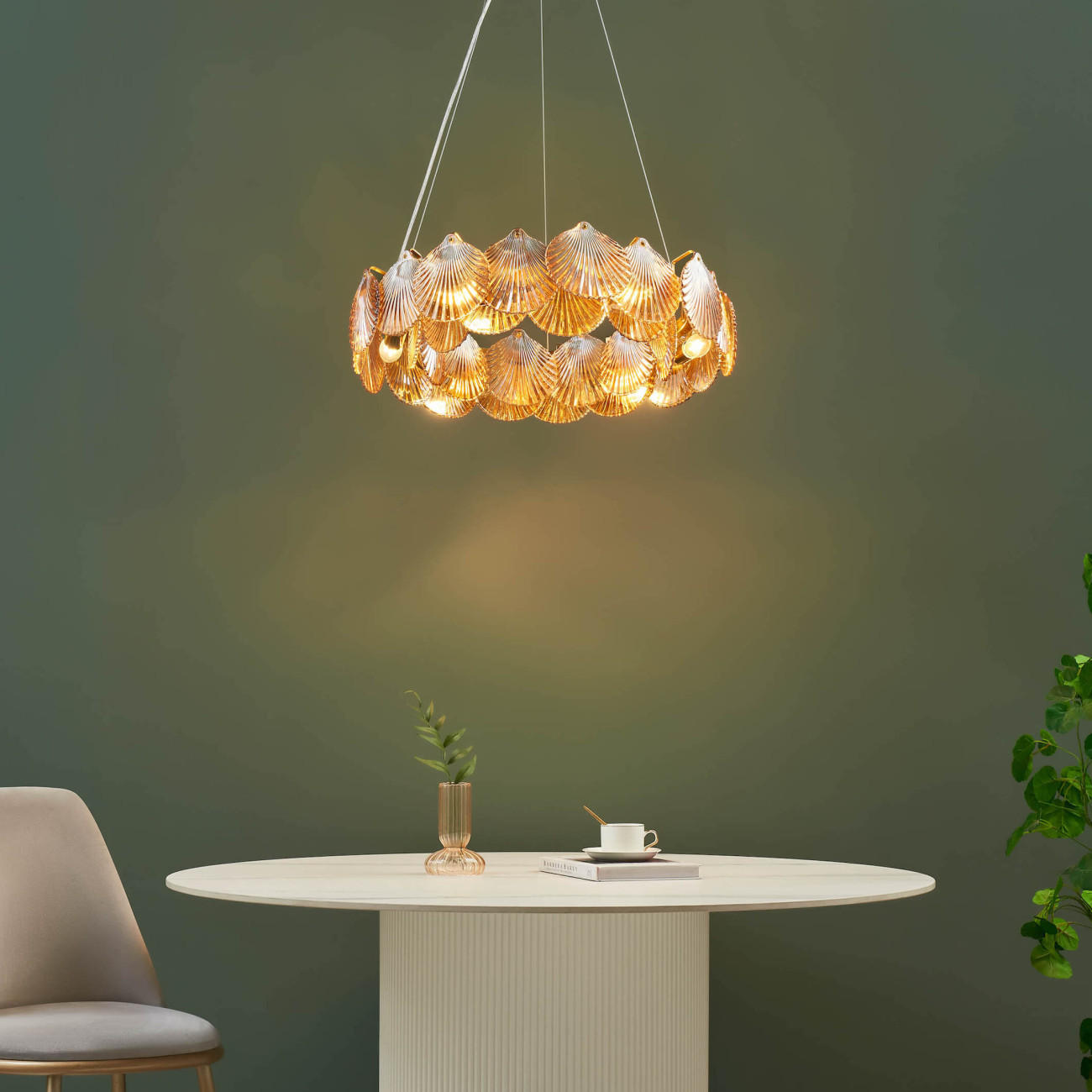 HÄNGELEUCHTE Amanda, Bernstein und Messing, 25cm - Goldfarben, Glas (25/60/25cm) - KOSILUM