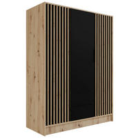 KLEIDERSCHRANK NELIA - 150 cm - Schwarz/Eiche Artisan, Holzwerkstoff (150/200/51cm) - ALTDECOR