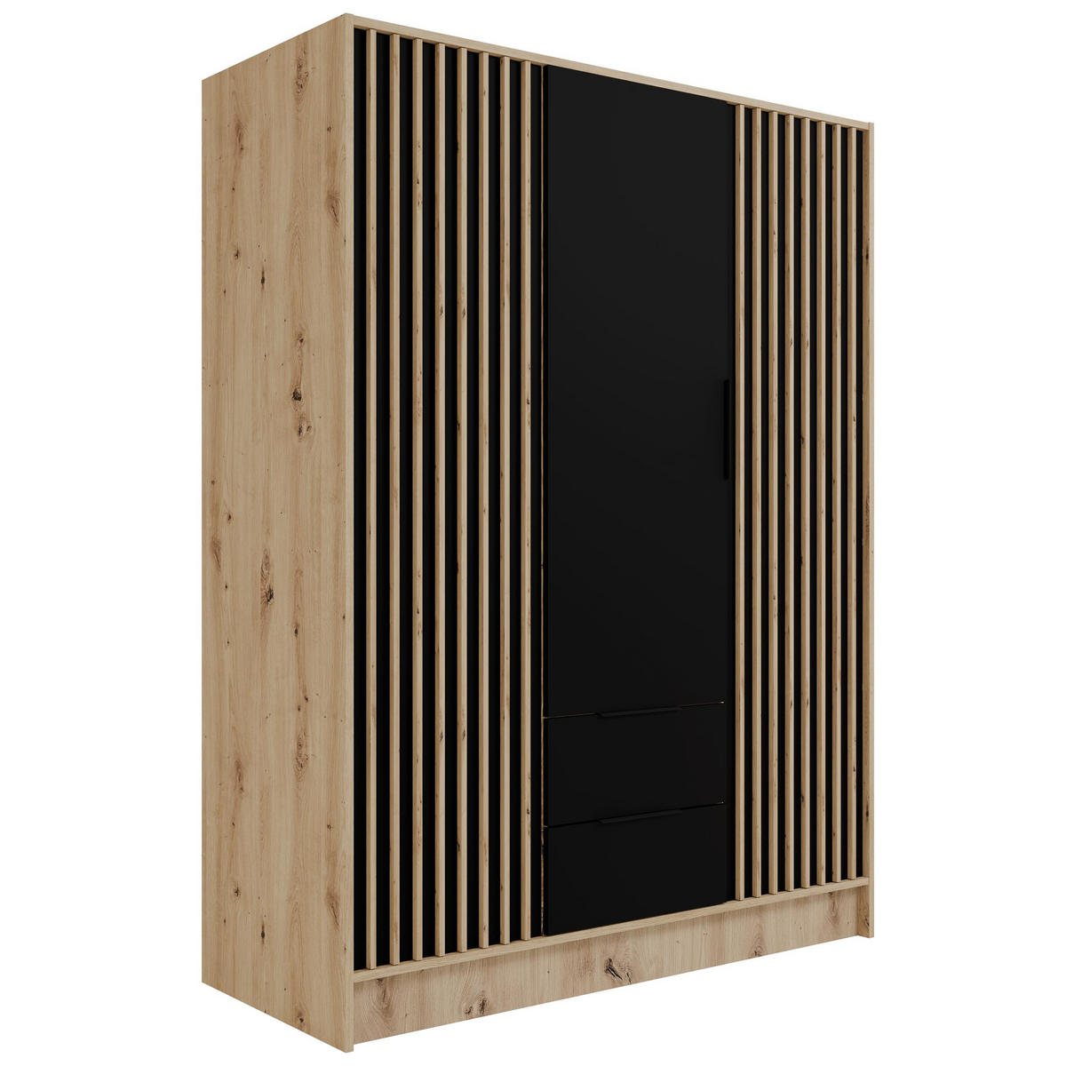 KLEIDERSCHRANK NELIA - 150 cm - Schwarz/Eiche Artisan, Holzwerkstoff (150/200/51cm) - ALTDECOR