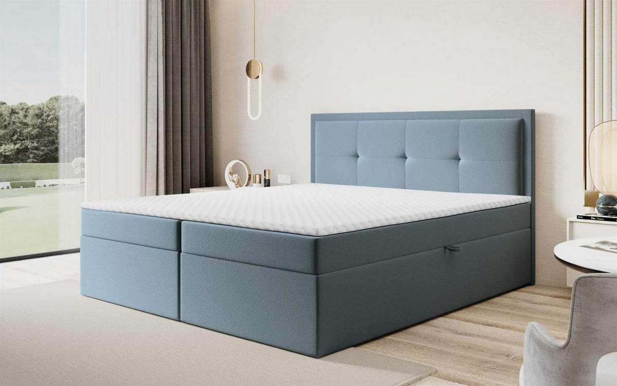 BOXBETT Degna - Blaugrau, Holzwerkstoff/Textil (160/200cm) - Fun Möbel