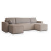 WOHNLANDSCHAFT PESANO P Beige Kordstoff mit Schlaffunktion - Beige, Holz (306/85/140cm) - MASSENO