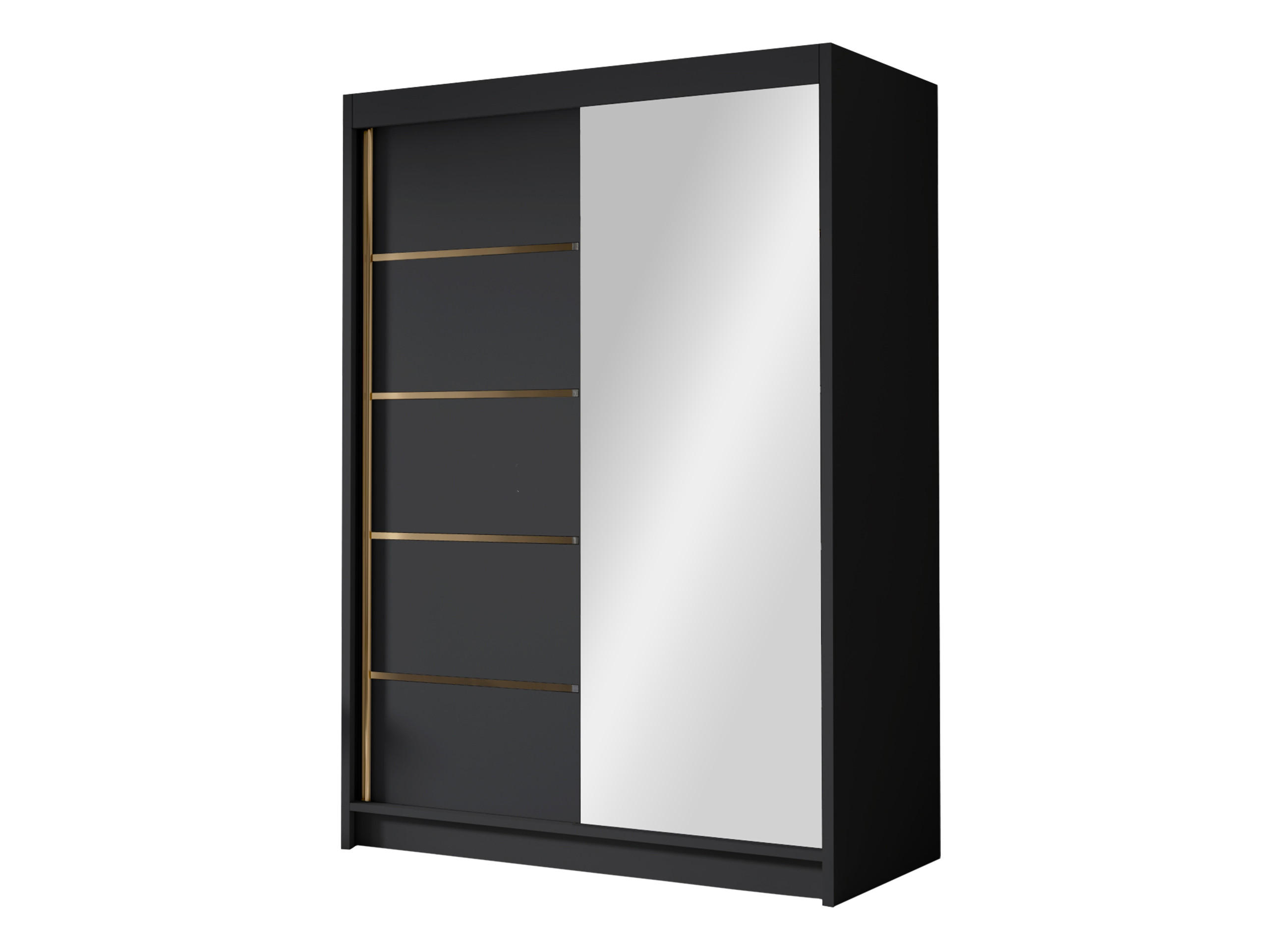 SCHIEBETÜRENSCHRANK Lungo III - Goldfarben/Schwarz, Holzwerkstoff/Metall (120/200/58cm) - MIRJAN24
