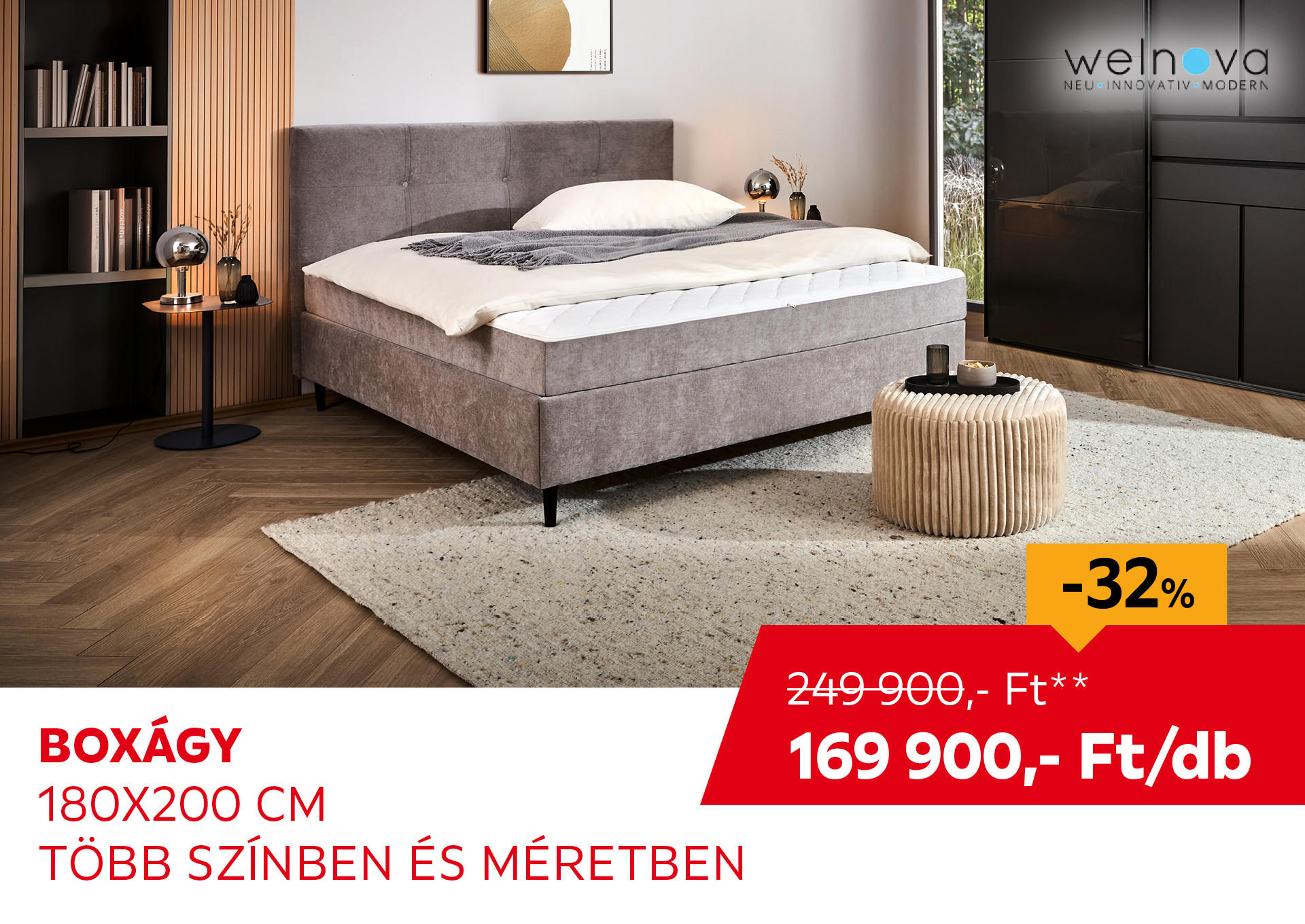 BOXÁGY 180x200 cm Kiemelt termék 249900 Ft.- helyett 169900 Ft.-