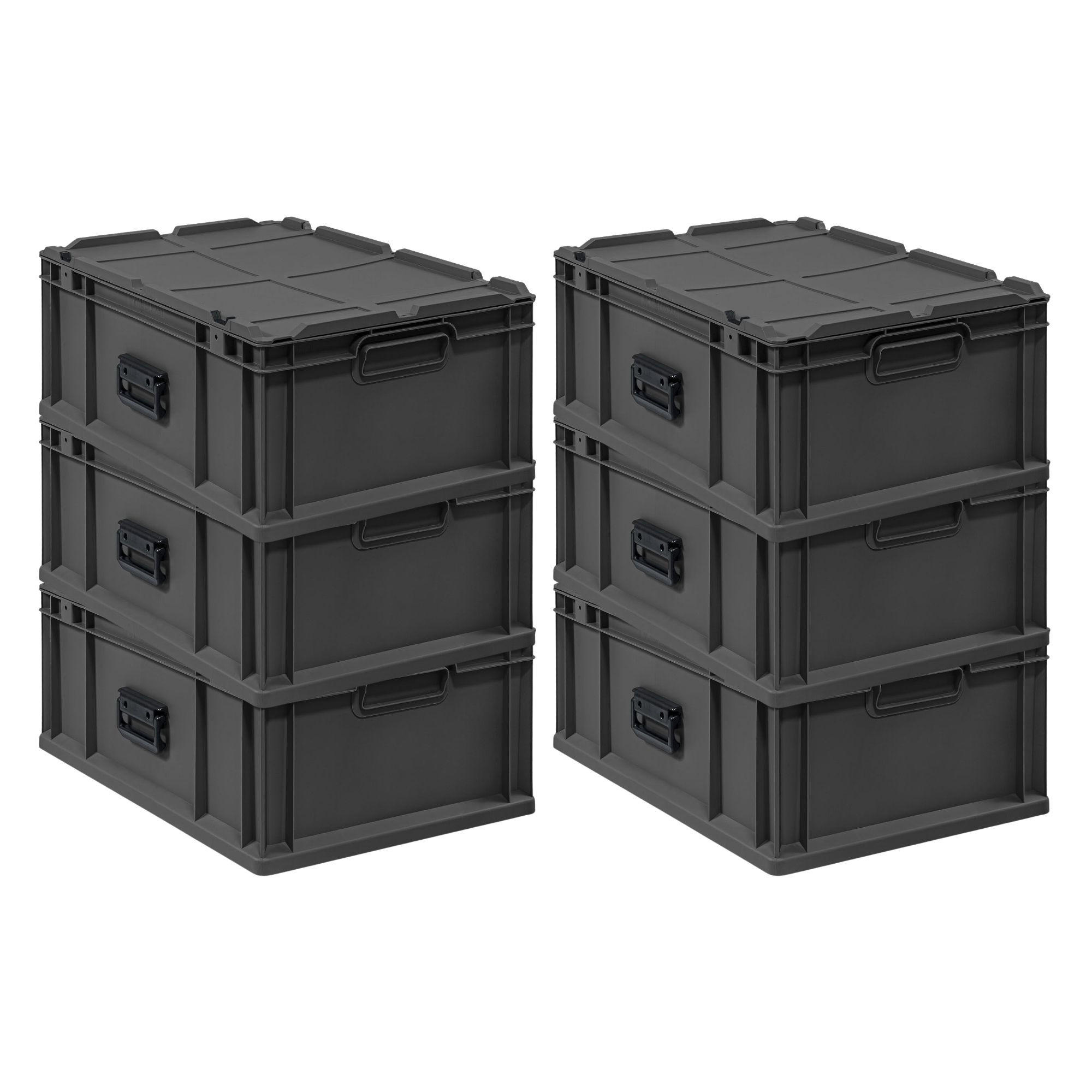 EUROBOX 6x NextGen Portable, HxBxT 23,5x40x60cm, 44 Liter, Schwarz - Schwarz, Kunststoff (40/23.5/60cm) - PROREGAL