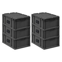 EUROBOX 6x NextGen Portable, HxBxT 23,5x40x60cm, 44 Liter, Schwarz - Schwarz, Kunststoff (40/23.5/60cm) - PROREGAL