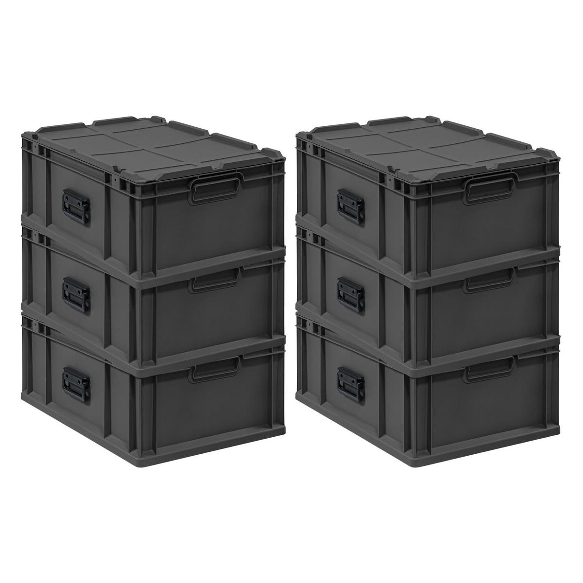 EUROBOX 6x NextGen Portable, HxBxT 23,5x40x60cm, 44 Liter, Schwarz - Schwarz, Kunststoff (40/23.5/60cm) - PROREGAL