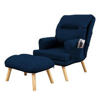 SESSEL Memo mit Fußhocker Rückenlehne 5-stufig einstellbar, dunkelblau - Blau, Kunststoff (107/95/66cm) - Margaret Hadas24