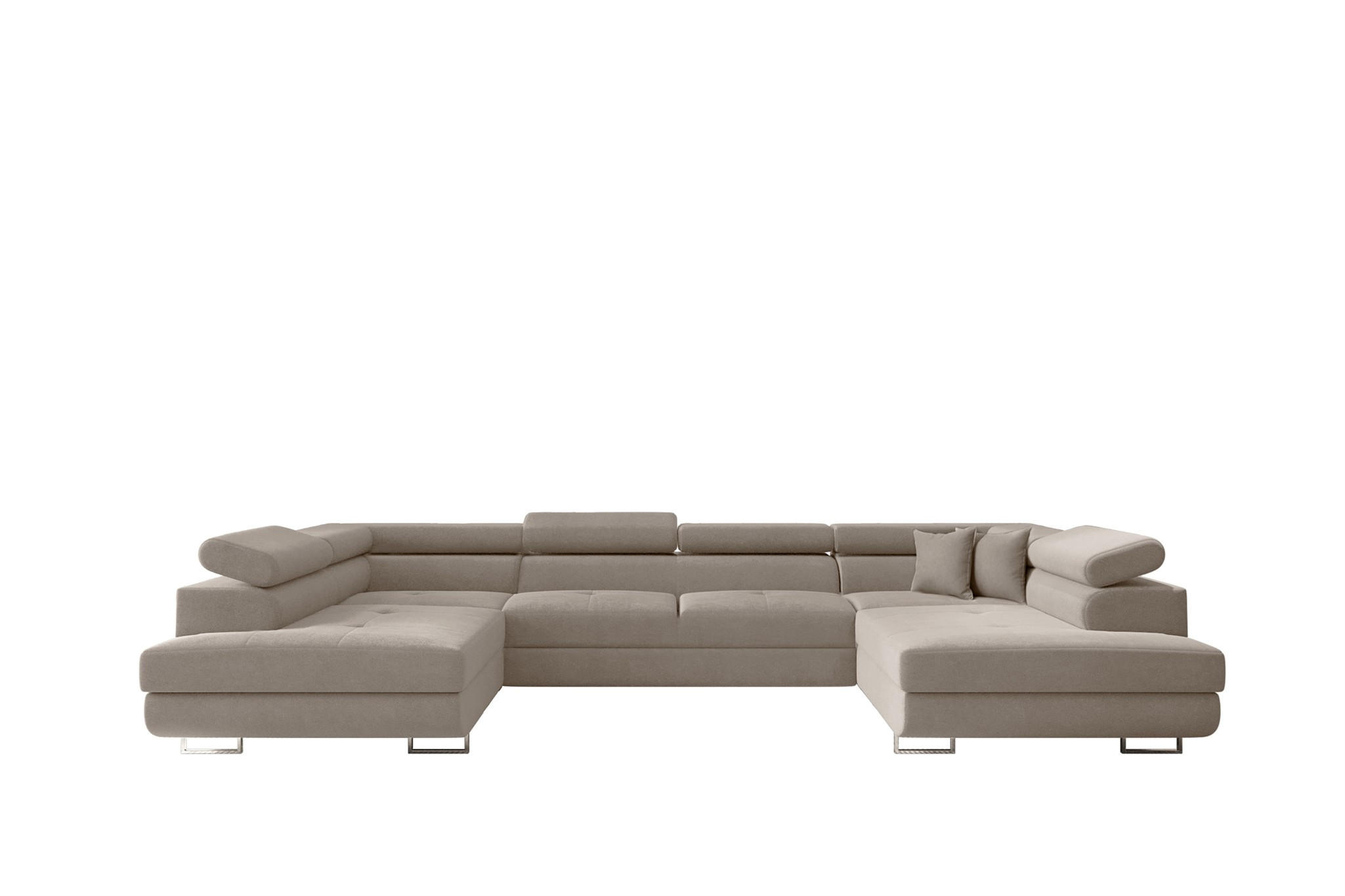WOHNLANDSCHAFT Carmelo In Nova - Hellgrau, Holzwerkstoff/Textil (345/90/202cm) - Fun Möbel