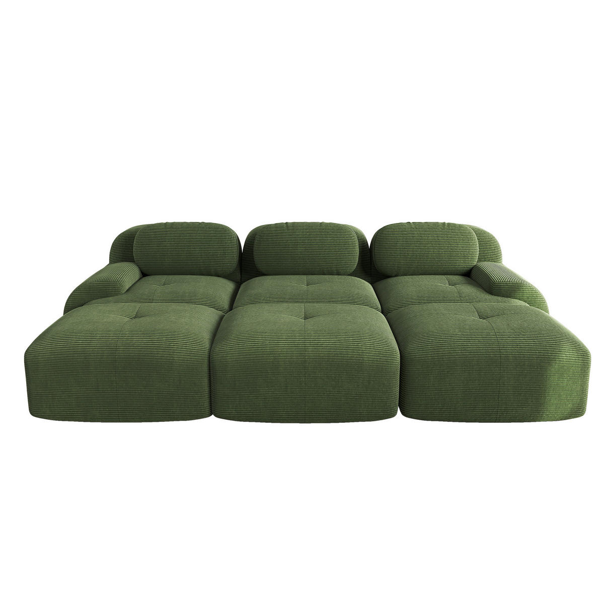 ECKSOFA modular rahmenlos aus Cordstoff Green - Grün, Kunststoff (178/75/298cm) - Meubliv