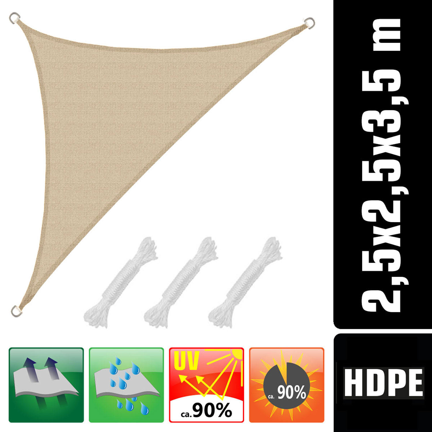 SONNENSEGEL Luftdurchlässig 350/250 cm Beige - Beige, Kunststoff (250/350cm) - Amanka