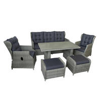 DININGLOUNGE-SET Canelli Braun mit Tisch und Hockern für 7 Personen - Braun, Naturmaterialien - bellavista - Home & Garden