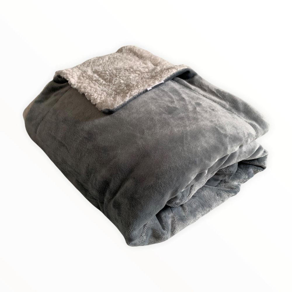 PLAID gefüttert in Schafsoptik Hellgrau 130 x 170 - Grau, Textil (130/170cm) - LE COMPTOIR DE LA PLAGE