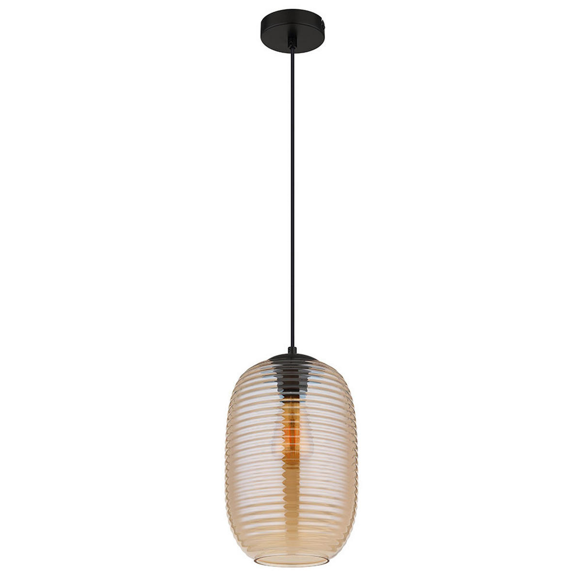 PENDELLEUCHTE Metall Schwarz Orange - Orange, Glas (20/20/120cm) - Globo Lighting