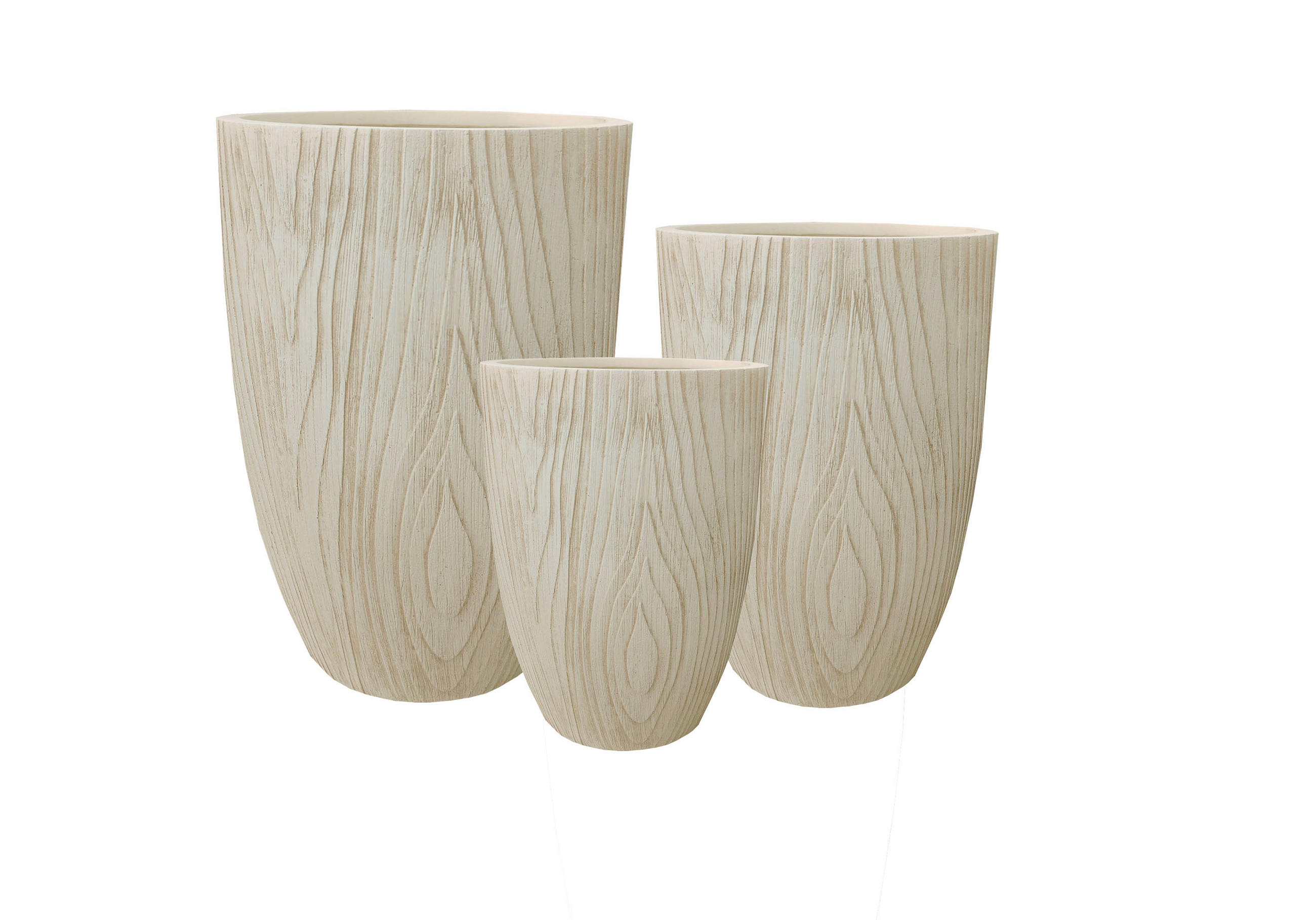 ÜBERTOPF-SET Hevra 3-tlg Fiberclay - Beige, Keramik (64/66cm) - Mondex
