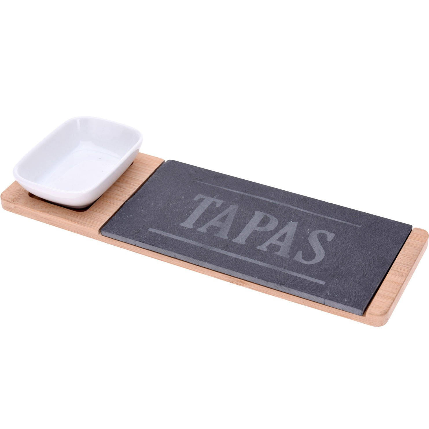 SERVIER-SET mit Bambustablett Braun 30/10,5/4 cm - Braun, Naturmaterialen (10.5/4/30cm) - Excellent Houseware