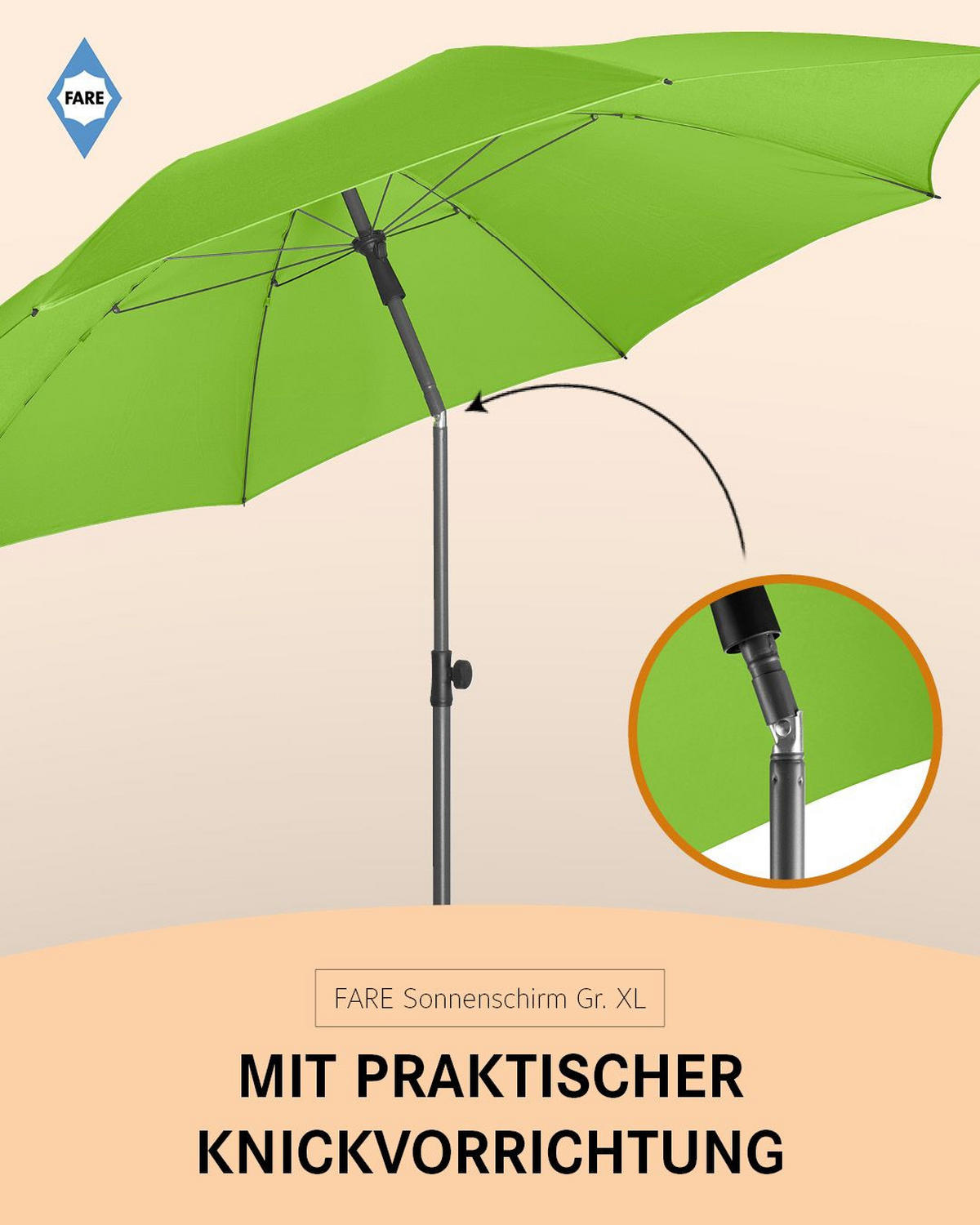 SONNENSCHIRM 235/235/144 cm - Grün, Kunststoff (235/235cm) - FARE