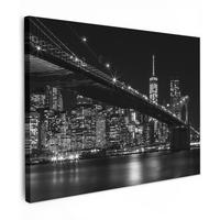 LEINWANDBILD New York - Brooklyn - Brücke 40x30 cm - Schwarz, Textil (40/30cm) - MuchoWow