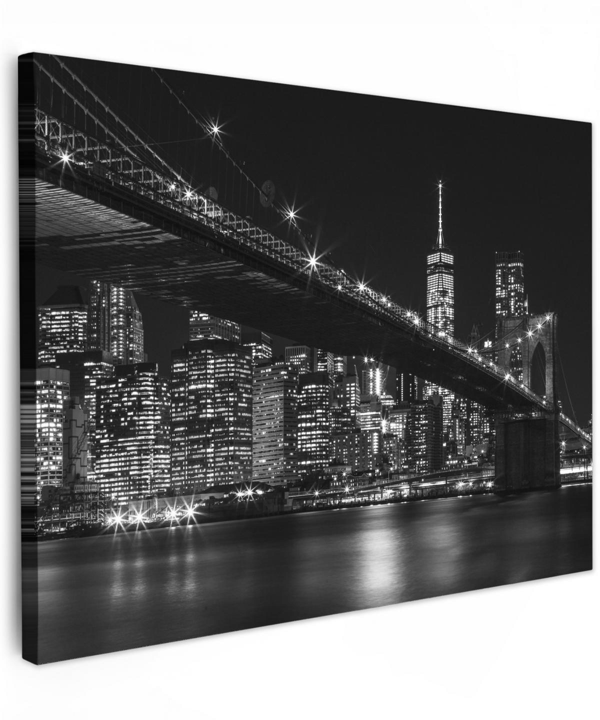 LEINWANDBILD New York - Brooklyn - Brücke 40x30 cm - Schwarz, Textil (40/30cm) - MuchoWow