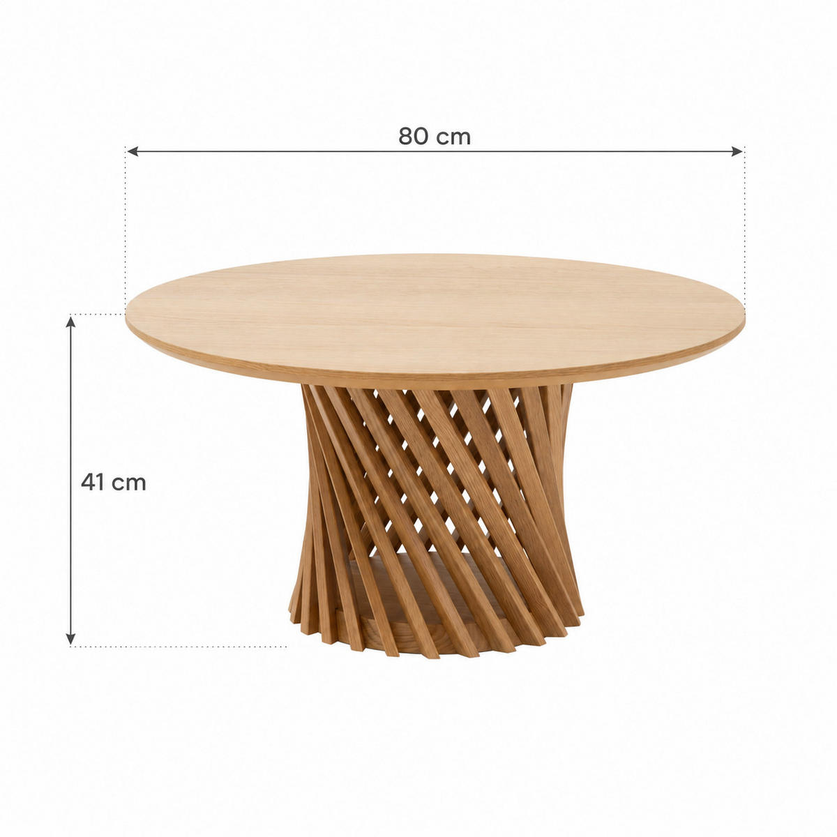 COUCHTISCH Emma, Natur Massiveiche - Beige, Holz (80/80/40cm) - WOODEK
